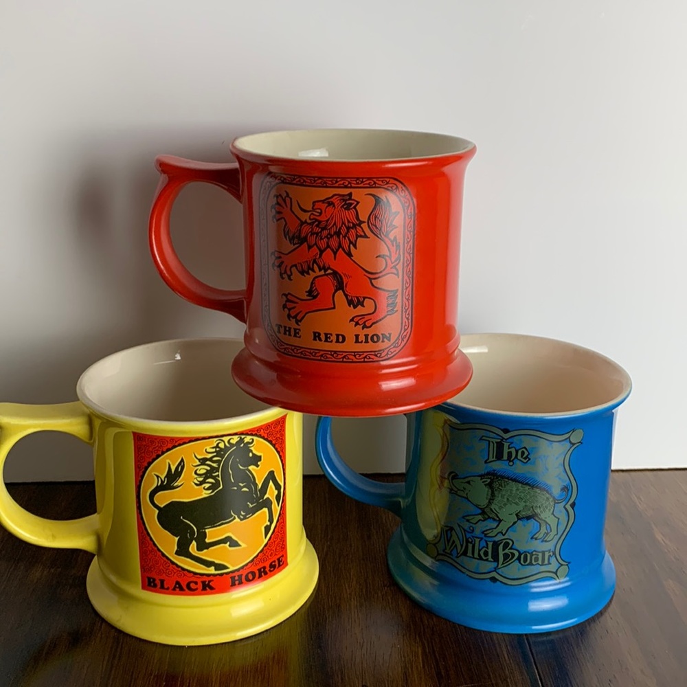 Lot of 3 Vintage Carlton Ware Coffee Tankard Mugs Ceramic Collectible